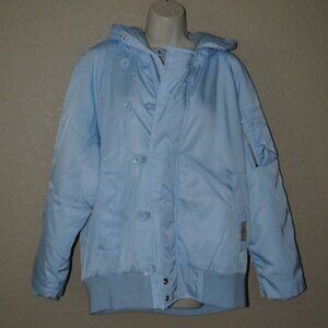 NWT $650 Sz S WE AR4 Sky Blue E Bomber Oversized Nylon Hooded Jacket